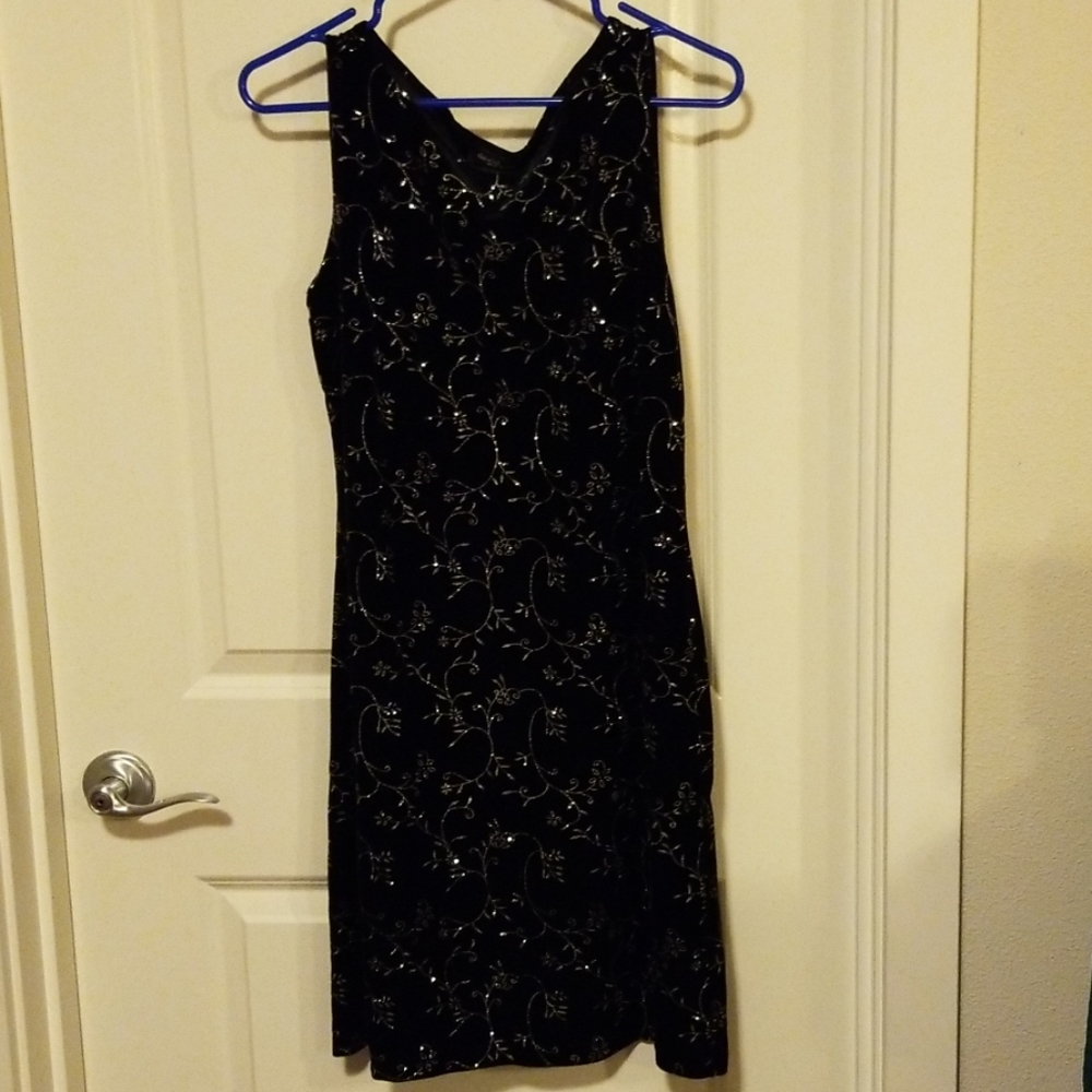 Black dress with silvery vines